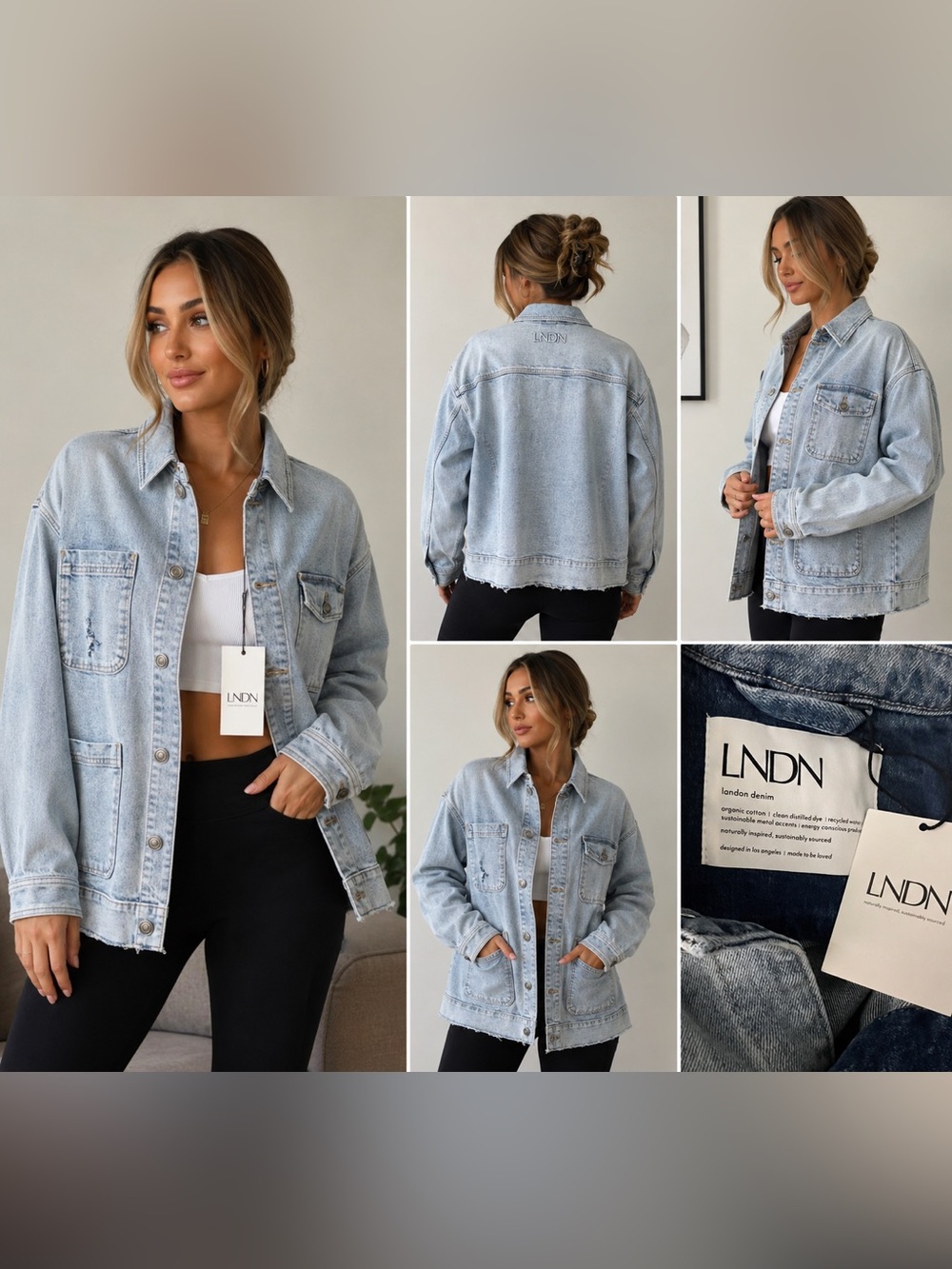 LNDN London Denim Organic Cotton Oversized Denim Shacket NWT XXS Light Wash